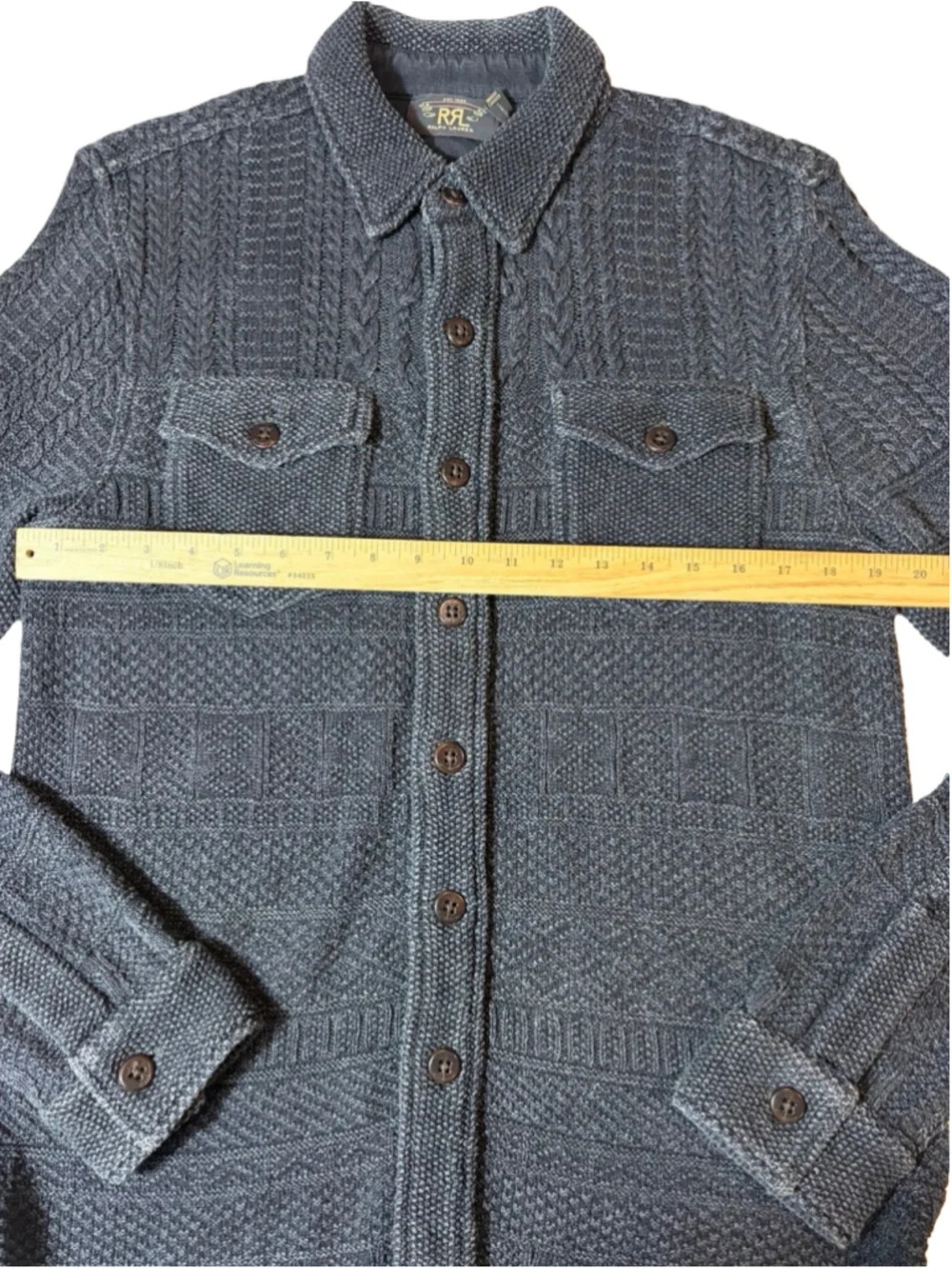 RRL Ralph Lauren Jacquard Julius Shirt Jacket Black Indigo Men’s M